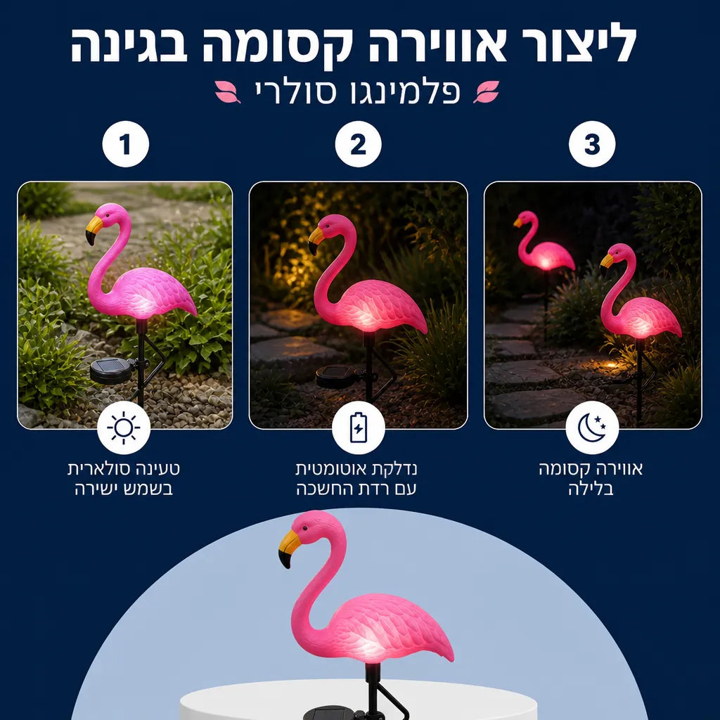 פלמינגו סולארי לגינה (2 יחידות)